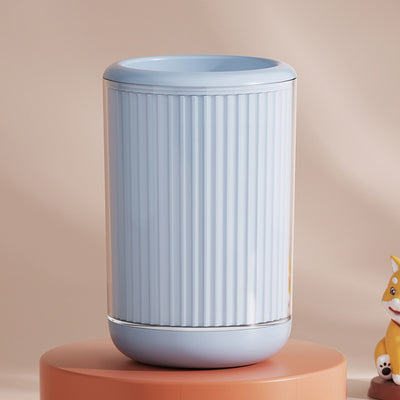 Light blue pet foot washing cup with a white paw print design, ribbed texture, and smooth base. - Image 9