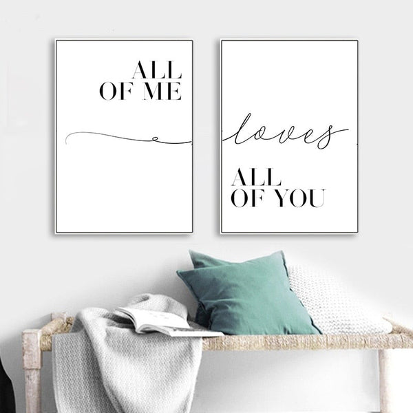 Póster Inspiracional de Amor en Blanco y Negro para Sala de Estar