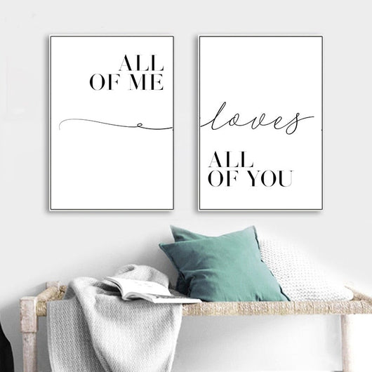 Póster Inspiracional de Amor en Blanco y Negro para Sala de Estar