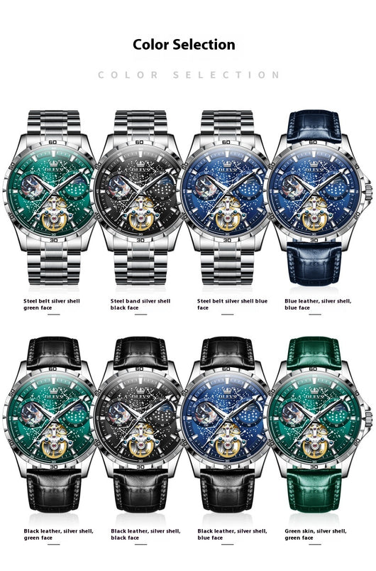Reloj Mecánico Hueco Cielo Estrellado para Hombre Negocios Impermeable - Image 10
