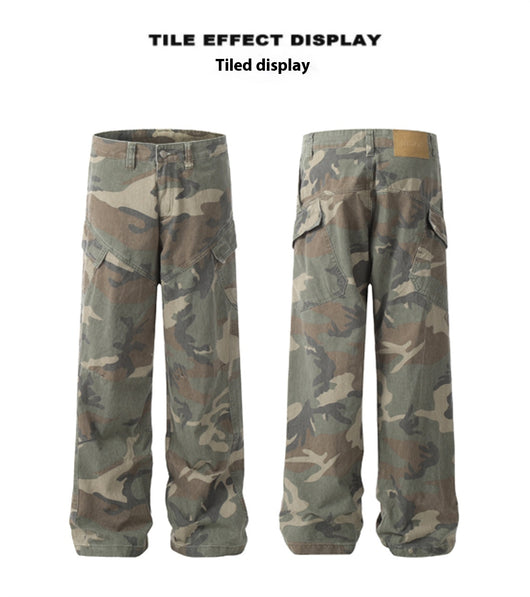 Pantalones Cargo Camuflaje Mujer Rectos Holgados Casual - Image 9