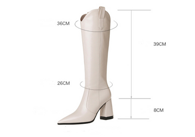 Botas Largas Elegantes con Punta Afilada y Tacón Grueso V-Mouth - Image 8