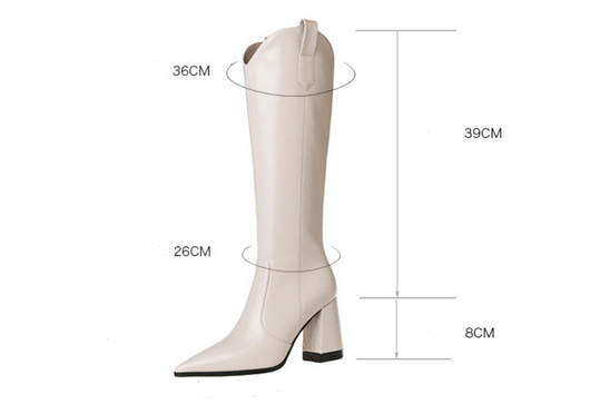 Botas Largas Elegantes con Punta Afilada y Tacón Grueso V-Mouth - Image 8