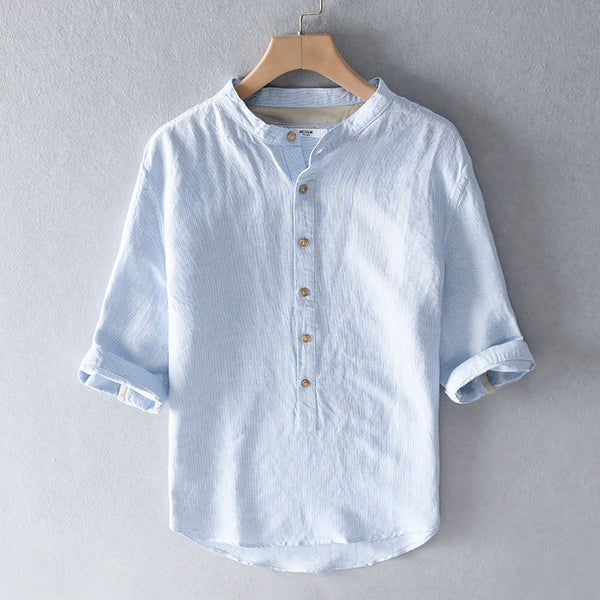 Camisa Suelta de Solapa Ancha para Hombre - Comodidad Estival