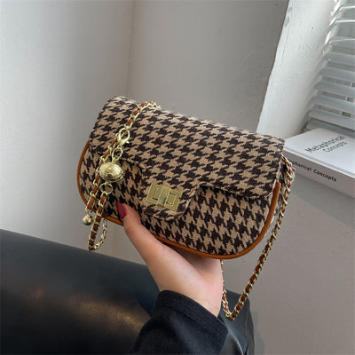 Bolso Mensajero Cuadros Lana Coreano Elegante - Image 5