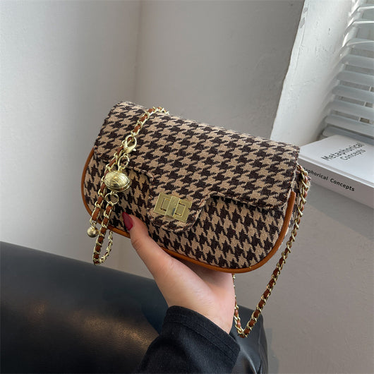 Bolso Mensajero Cuadros Lana Coreano Elegante - Image 5