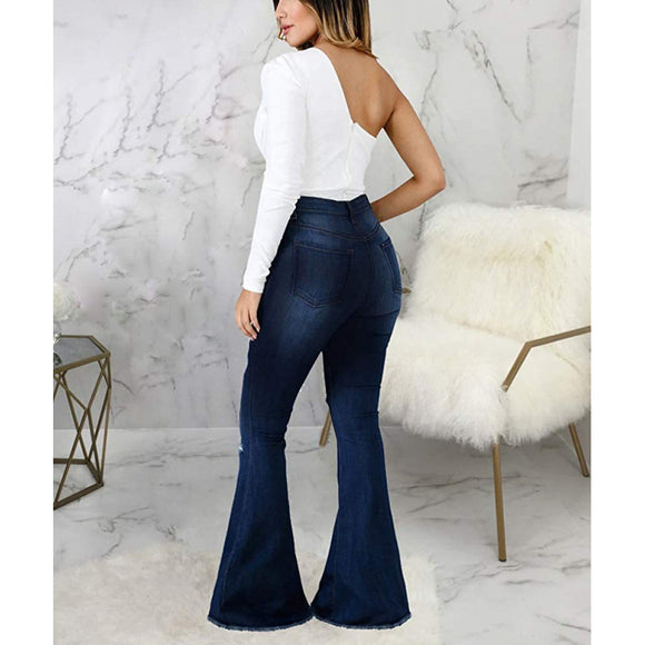 Jeans Acampanados Rotos con Elasticidad Premium para Mujer