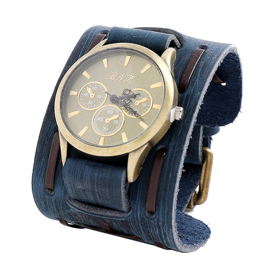Reloj de Pulsera Vintage en Cuero Ancho para Hombre - Image 4