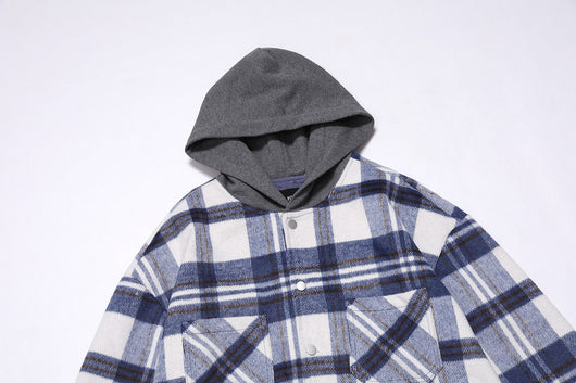 Chaqueta Flanela Acolchada con Capucha - Diseño Colorblock a Cuadros - Image 12