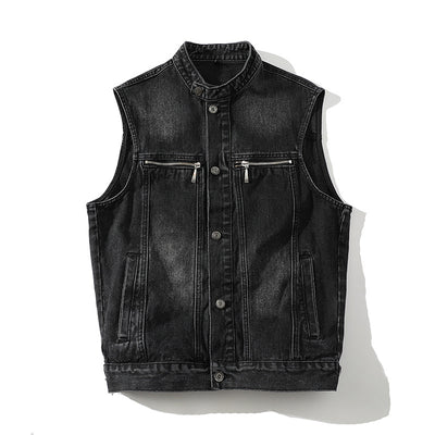 Chaleco Denim Lavado para Hombre con Cuello de Pie - Image 2