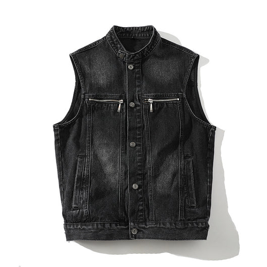 Chaleco Denim Lavado para Hombre con Cuello de Pie - Image 2