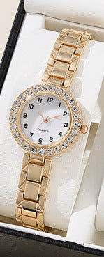 Reloj de Cuarzo con Cristales de Diamante - Diseño Versátil para Mujer