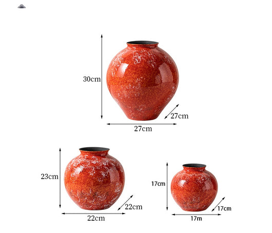 Jarrón de Cerámica Esmaltado Rojo Cocido en Horno - Image 10