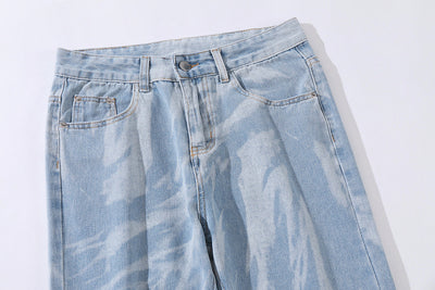Jeans Rectos Oversize Tie Dye Lavado Desgastado para Hombre - Image 14