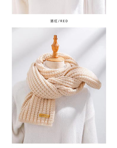 Bufanda Mujer Otoño Invierno Versión Coreana Lana Tejida Color Sólido - Image 16