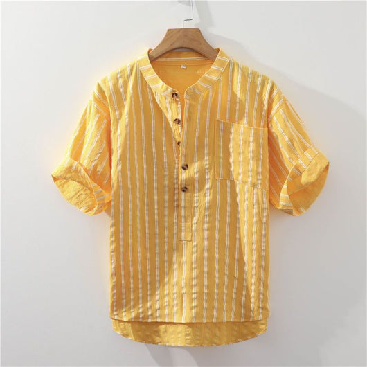 Camisa Rayada Estilo Japonés para Hombre - Image 2