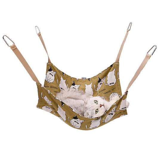 Hamaca Respirante para Gatos - Cama Colgante de Algodón y Lino Resistente - Image 7