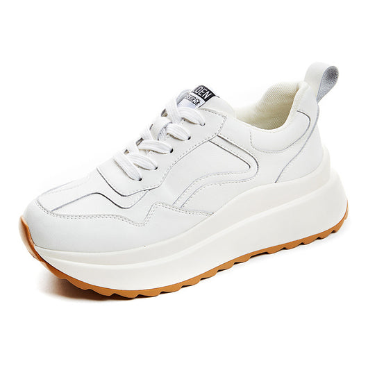 Zapatillas Deportivas Casual de Cuero Genuino para Mujer - Blancas - Image 5