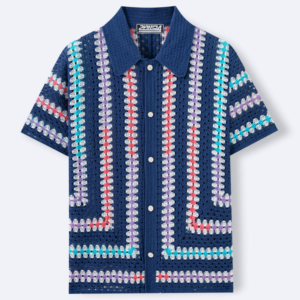 Cardigan Hueco de Manga Corta para Hombre - Tejido Soluble en Agua