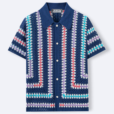 Cardigan Hueco de Manga Corta para Hombre - Tejido Soluble en Agua - Image 2