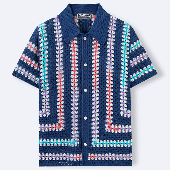 Cardigan Hueco de Manga Corta para Hombre - Tejido Soluble en Agua