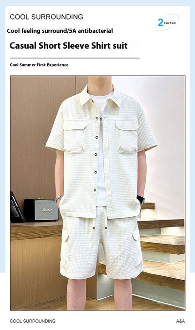 Traje de Camiseta con Solapa Estilo Coreano para Hombre - Image 15