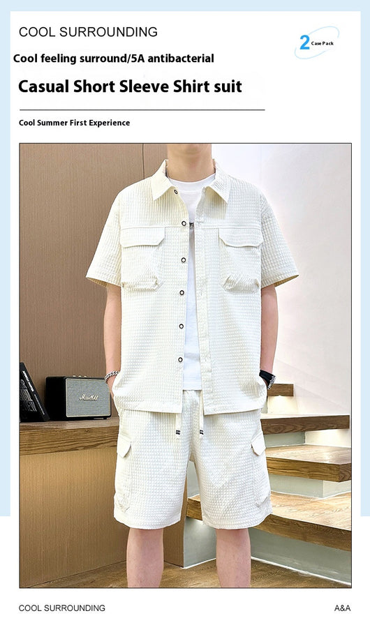 Traje de Camiseta con Solapa Estilo Coreano para Hombre - Image 15