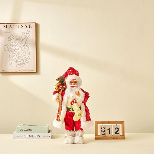 Muñeco Papá Noel con Lentes Lentejuelas Rojo Decorativo - Image 7