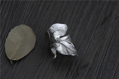 Anillo de Plata Esterlina con Hoja Vintage para Hombre y Mujer - Image 3