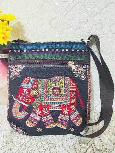Bolso Bandolera Bordado Étnico con Elefante y Mariposa Estilo Chino - Image 11