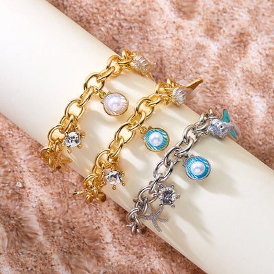 Collar y Pulsera de Perlas con Colgantes de Concha y Estrella de Mar - Image 4