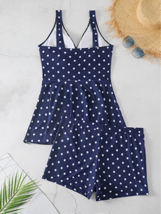 Traje de Baño Tipo Bikini con Falda Estampado Lunares - Talla Grande - Image 4