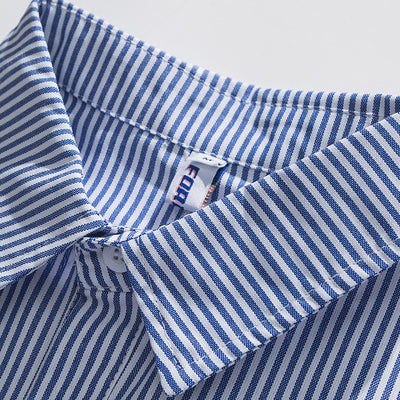 Camisa Rayada de Manga Larga con Detalles de Costura en Solapa - Image 11