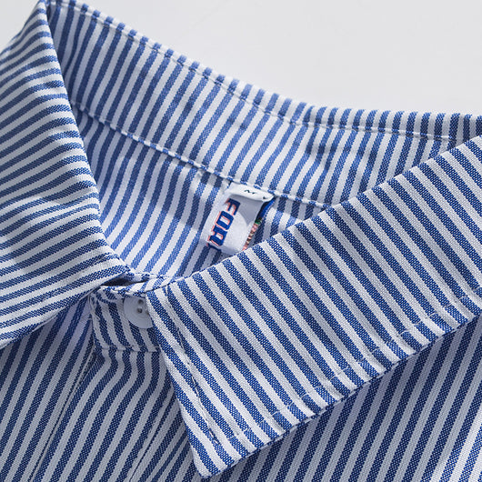 Camisa Rayada de Manga Larga con Detalles de Costura en Solapa - Image 11