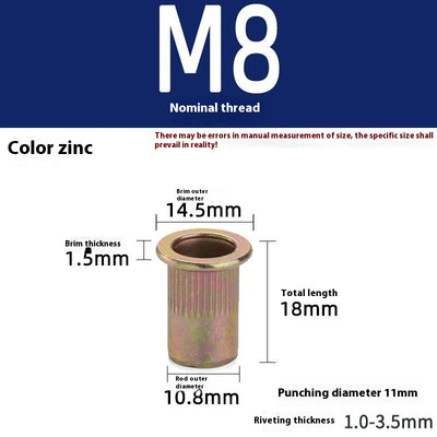 Tuerca Remachable Cabeza Plana Zinc Plateado - Image 11