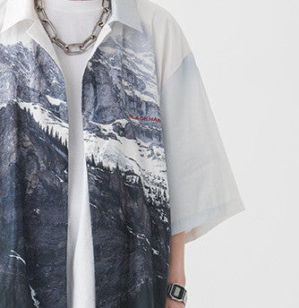 Camisa Hawaiana Snow Mountain con Cuello Cubano de Manga Corta - Image 6