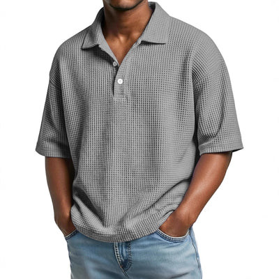 Camisa Minimalista de Punto Texturizado con Cuello Clásico