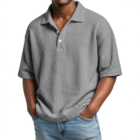 Camisa Minimalista de Punto Texturizado con Cuello Clásico