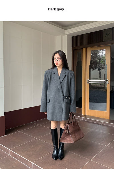 Blazer de Lana Estilo Americano con Hombreras Acolchadas para Mujer - Image 28