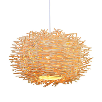 Lámpara Colgante Artesanal de Bambú Tejido - Jaula Pájaros Estilo Rústico Asiático - Image 5