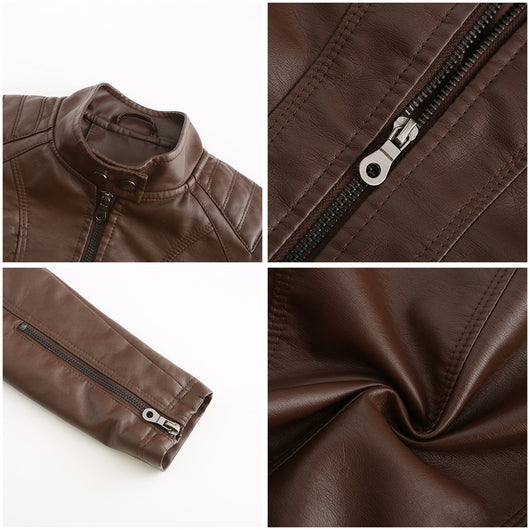 Chaqueta de Cuero para Mujer con Cuello Alzado - Estilo Casual - Image 16