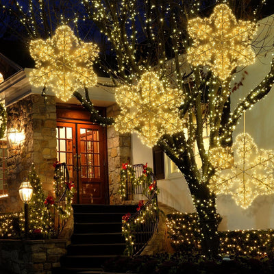 Luz Decorativa LED Copo de Nieve Navideño Blanco Cálido