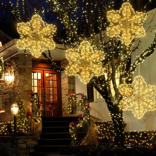 Luz Decorativa LED Copo de Nieve Navideño Blanco Cálido