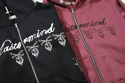 Sudadera con Cierre Estampado Calavera Burgundy - Diseño Letter Print - Image 12