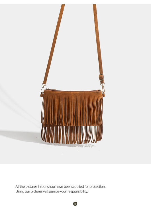 Bolso Mensajero Vintage con Borlas y Acabado Mate - Image 19