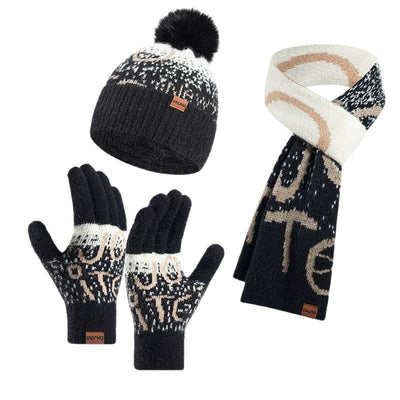 Conjunto de 3 Piezas: Gorro, Bufanda y Guantes de Felpa Jacquard Gruesa - Image 5