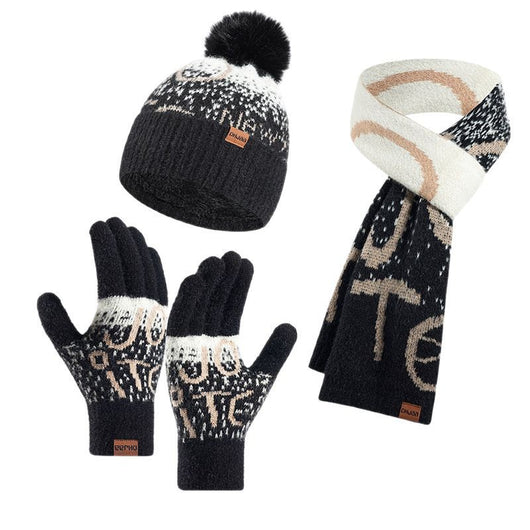 Conjunto de 3 Piezas: Gorro, Bufanda y Guantes de Felpa Jacquard Gruesa - Image 5