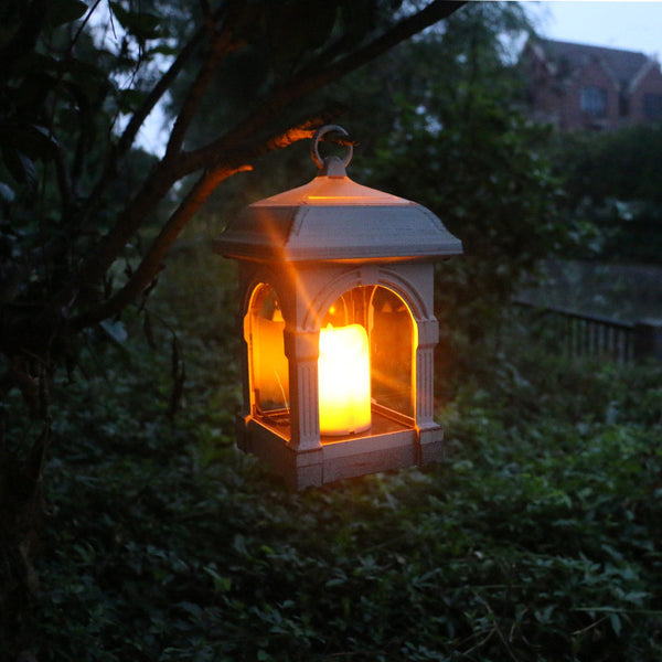 Linterna Solar Colgante para Jardín con Vela LED