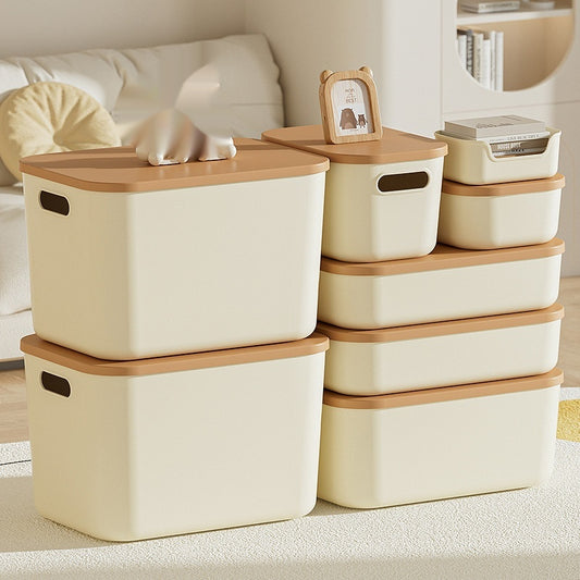 Caja de Almacenamiento Grande con Tapa para Ropa y Accesorios - Diseño Crema