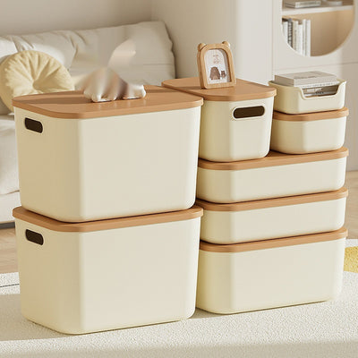 Caja de Almacenamiento Grande con Tapa para Ropa y Accesorios - Diseño Crema